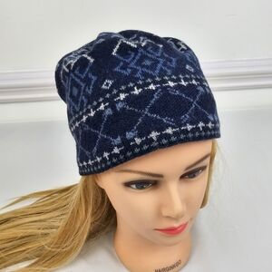 VINTAGE PATAGONIA Made in France Beanie Hat Medium Geometric Aztec Lined